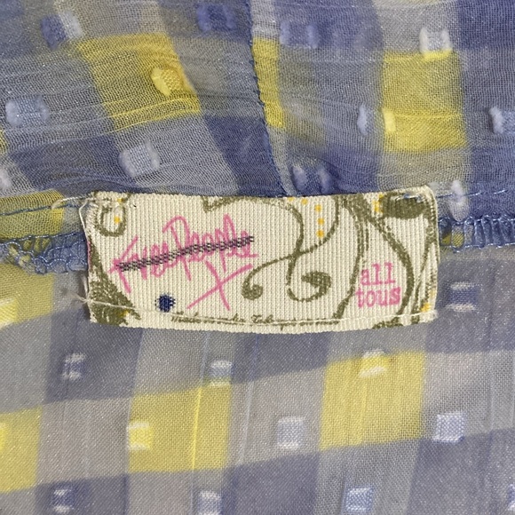 Free People Picnic Plaid, Tie front, Blue and Yellow Kimono, One Size - Picture 10 of 10